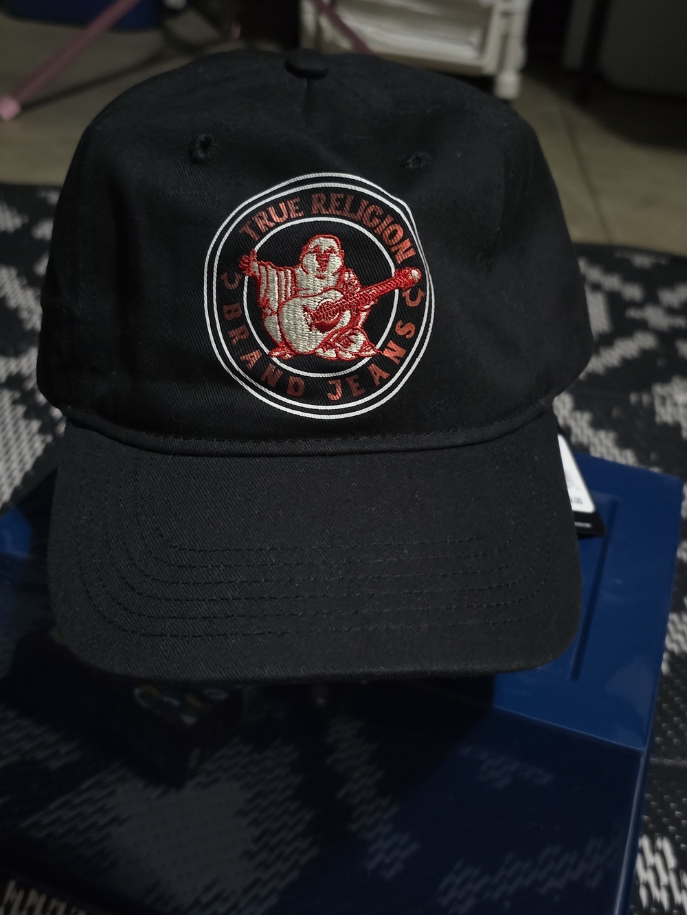 True Religion Black Embroidered Logo Cap